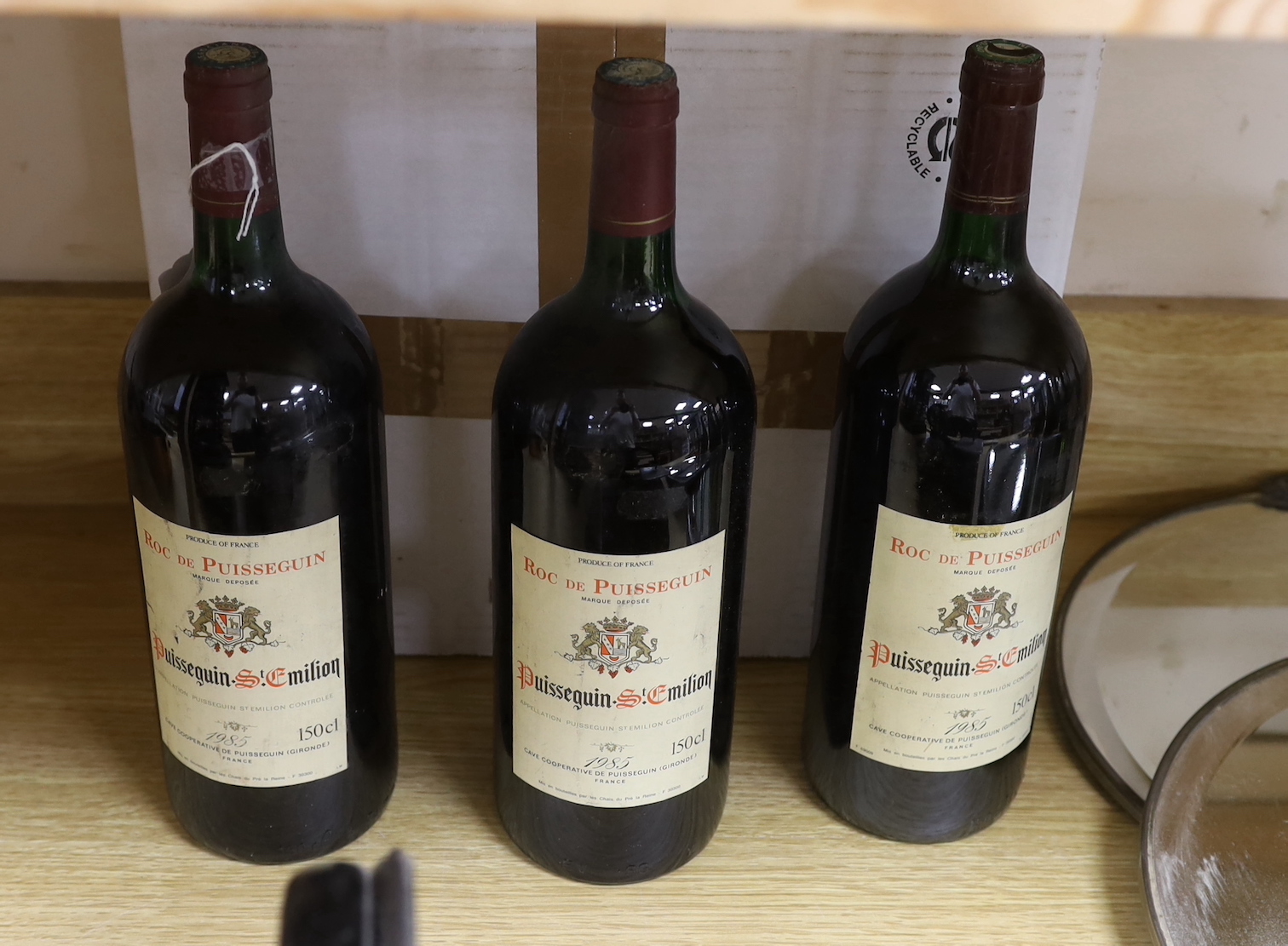 Three magnums of Puisseguin St Emilion, 1985